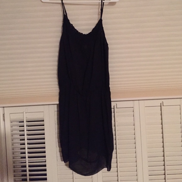 Black chiffon mini dress