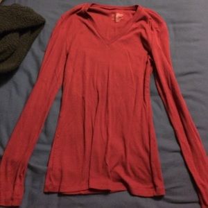 Red long sleeve v neck