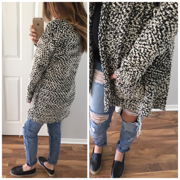 Sold • Black & Cream Popcorn Cardigan Sweater - Picture 3 of 4