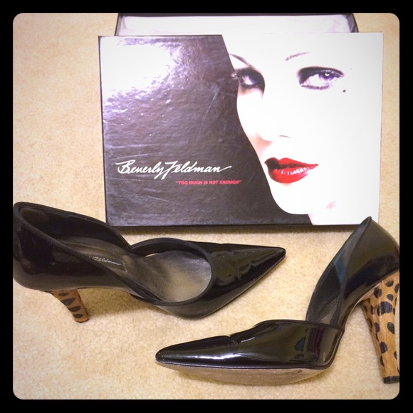 Beverly Feldman Patent leather and Leopard Heels