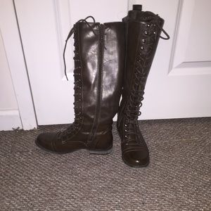 Brown lace-up boots