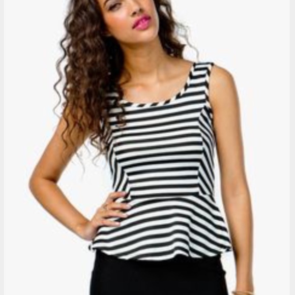 Black and white peplum top