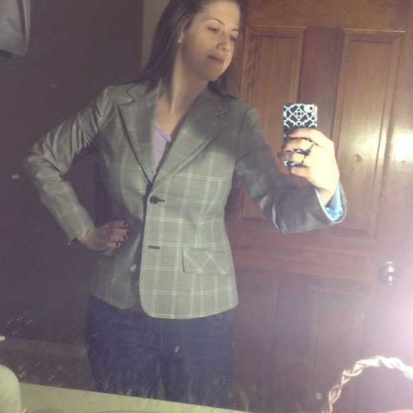 NWOT Tommy Hilfiger brown/blue/taupe plaid blazer - Picture 4 of 4