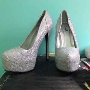 Sparkly silver heels