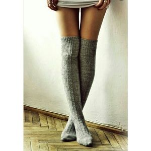 Grey over the knee socks