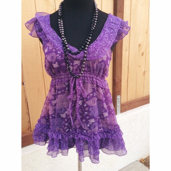 ☀️Purple paisley/butterfly blouse