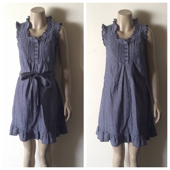 Forever 21 Dresses & Skirts - Blue Cotton Denim Linen Ruffle Prairie Dress NWOT