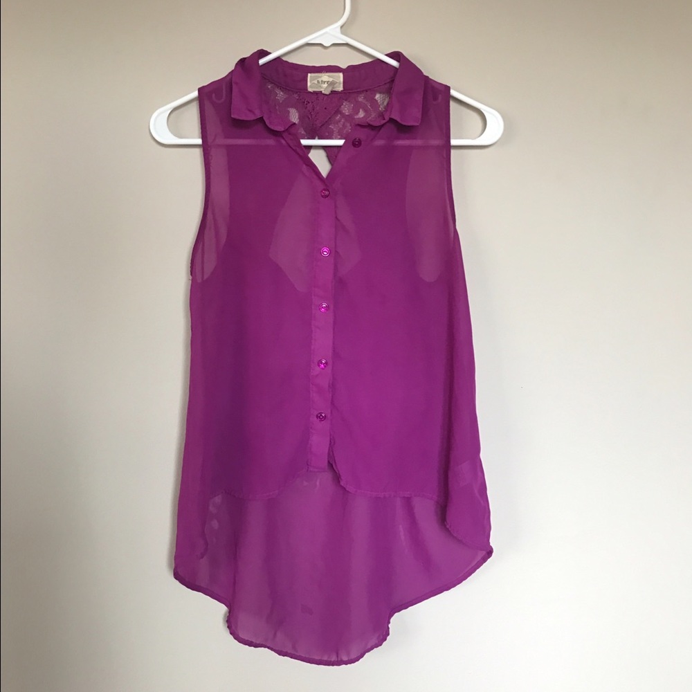 Pacsun Kirra Sheer Collared Button-up Blouse