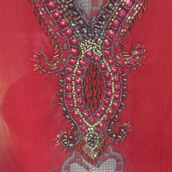 Gorgeous Sheer Beaded Caftan - Picture 2 of 3