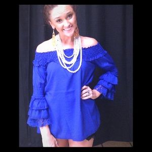 Blue off the shoulder top