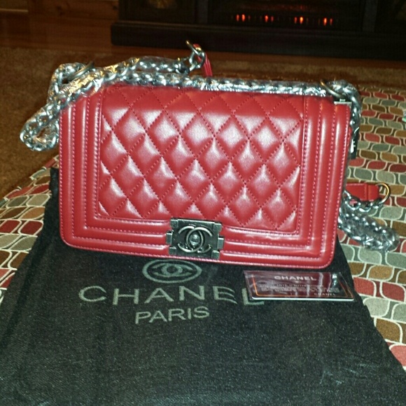 Red quilted bag