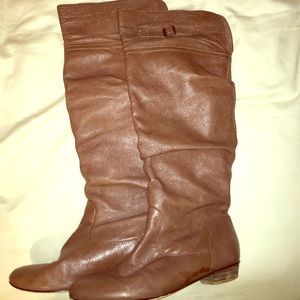 Brown leather boots