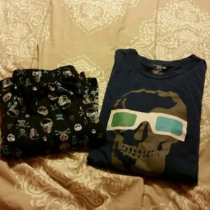 3D Glasses Skull Pajama Set
