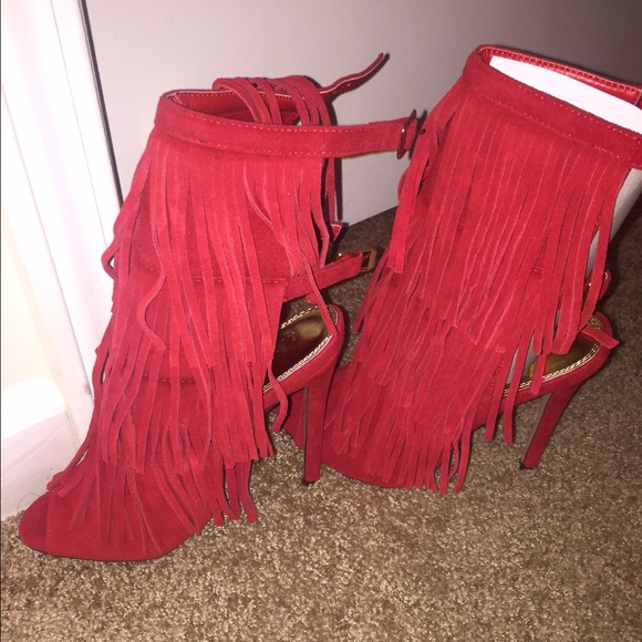 Fringe  peep toe sandals