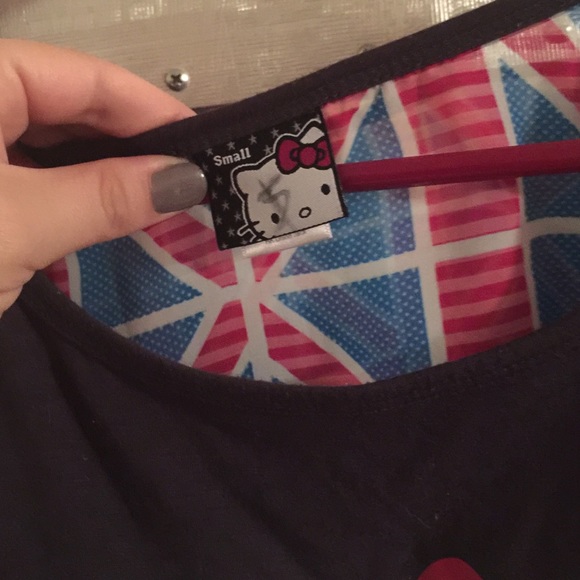 Hello Kitty Union Jack Cropped Sheer Tee - Small - Picture 3 of 4