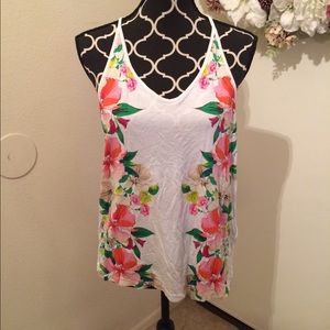Old Navy Tank Top Racerback Hibiscus Small