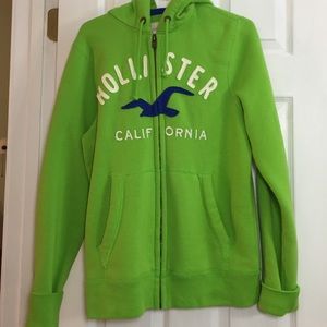 Mens Thick Green Hollister Zip-Up Hoodie (Lg)