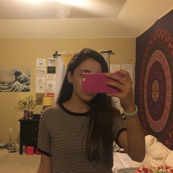 maroon striped super cute brandy shirt