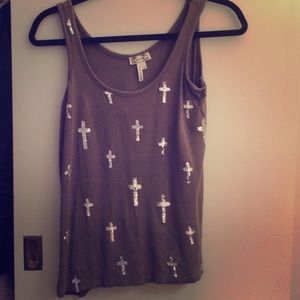 Tank top with sequin crosses from Pac-Sun