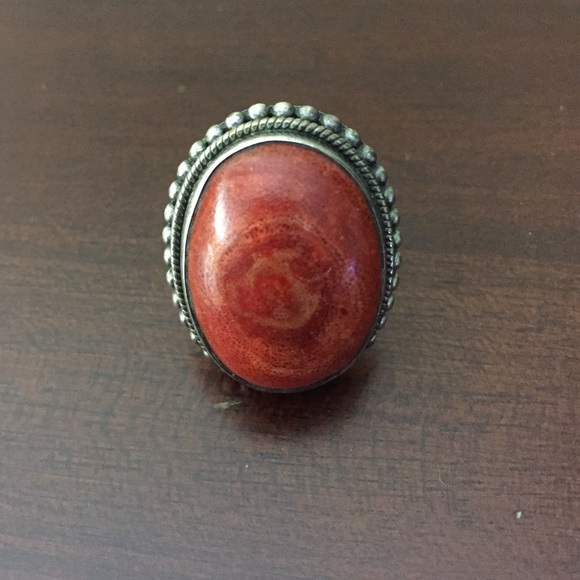 Coral sterling silver .925 ring