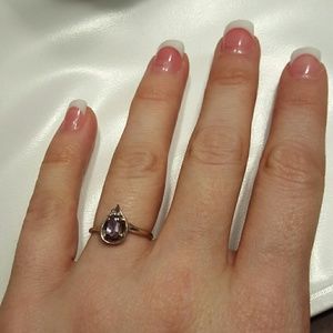 White gold ring with lavender stone