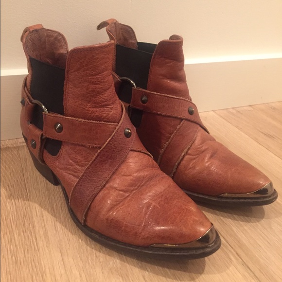 Topshop Cognac Western Chelsea Boot
