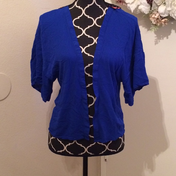 Xhilaration Blue Short Kimono with Crochet Detail