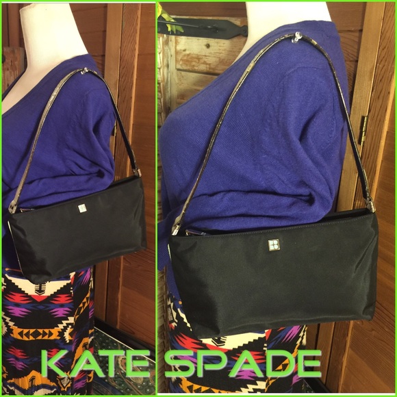 SALE🌷KATE SPADE BLACK NYLON/GREEN SNAKESKIN BAG