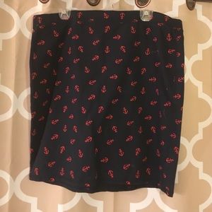 Navy and red anchor sailor pencil skirt