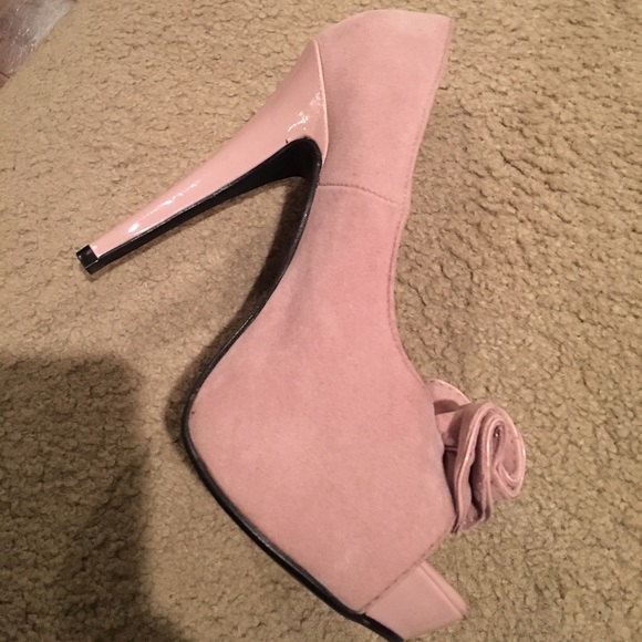 Blush pink invisible platform shoes