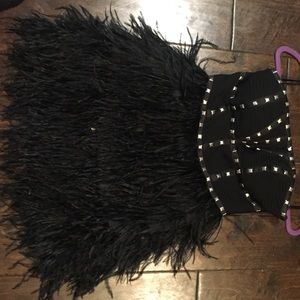 Bebe black feather dress,