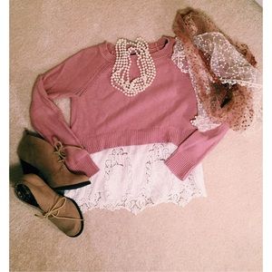 Dark Pink & Lace Sweater
