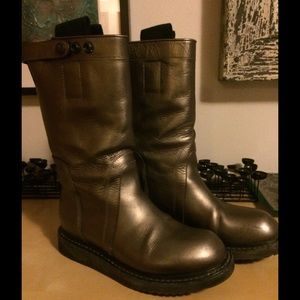 Rick Owens biker boots in gold