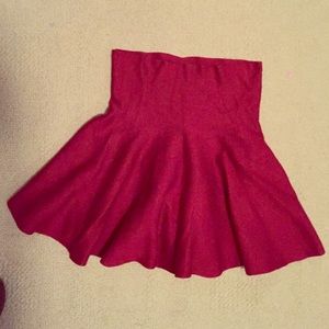 Red High Waisted Skater Skirt