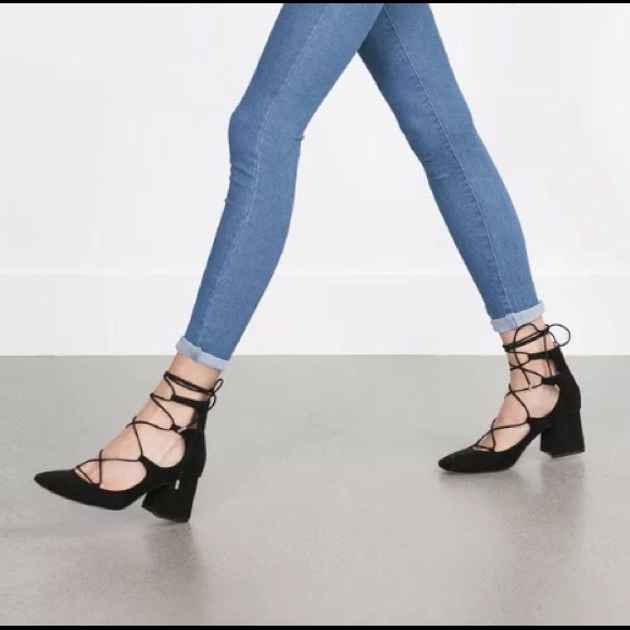 Zara Lace Up Box Heels