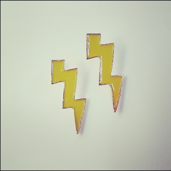Yellow Light bolt stud earrings