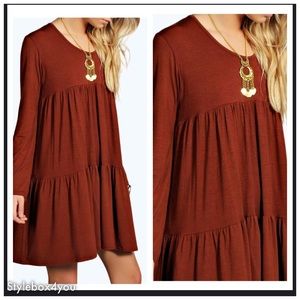 Boohoo Tarab Tiered Babydoll Smock Dress