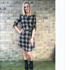 Army green and black dress with belt