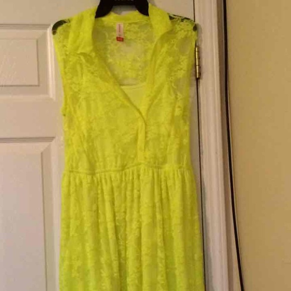 Lace Neon Yellow Dress