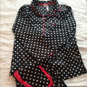 Polka dot satin pajama set