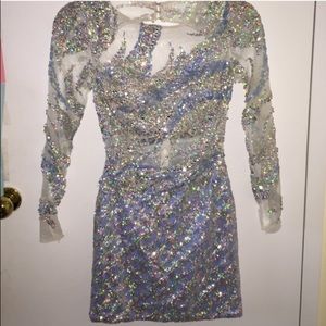 Blue and silver sequenced dress