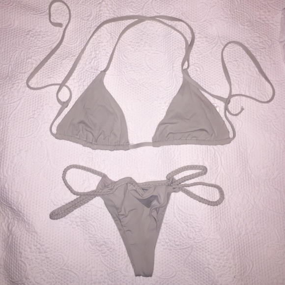 Frankie's Bikinis grey top and bottom