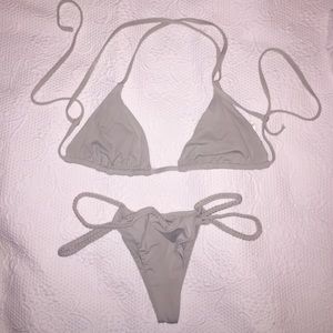 Frankie's Bikinis grey top and bottom