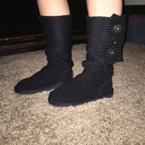 Black Ugg classic Cardy boot (sweater material)