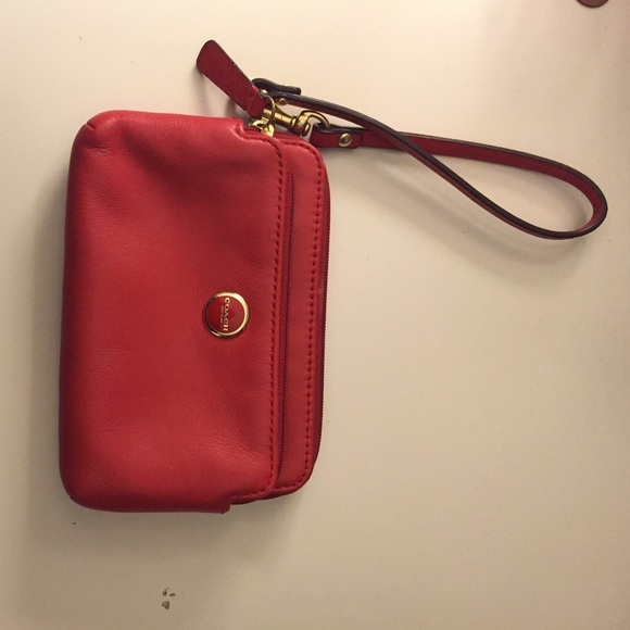 Coach red wristlet