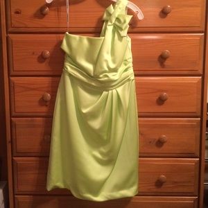 One-Shoulder Lime Green Cocktail Dress