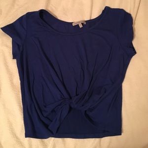 Short sleeve royal blue crop top