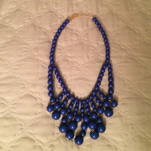Royal blue beaded bib necklace