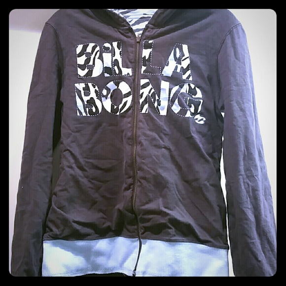 Reversible Mint blue & gray zebra Billabong jacket