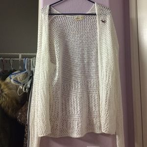 White crochet hollister cardigan